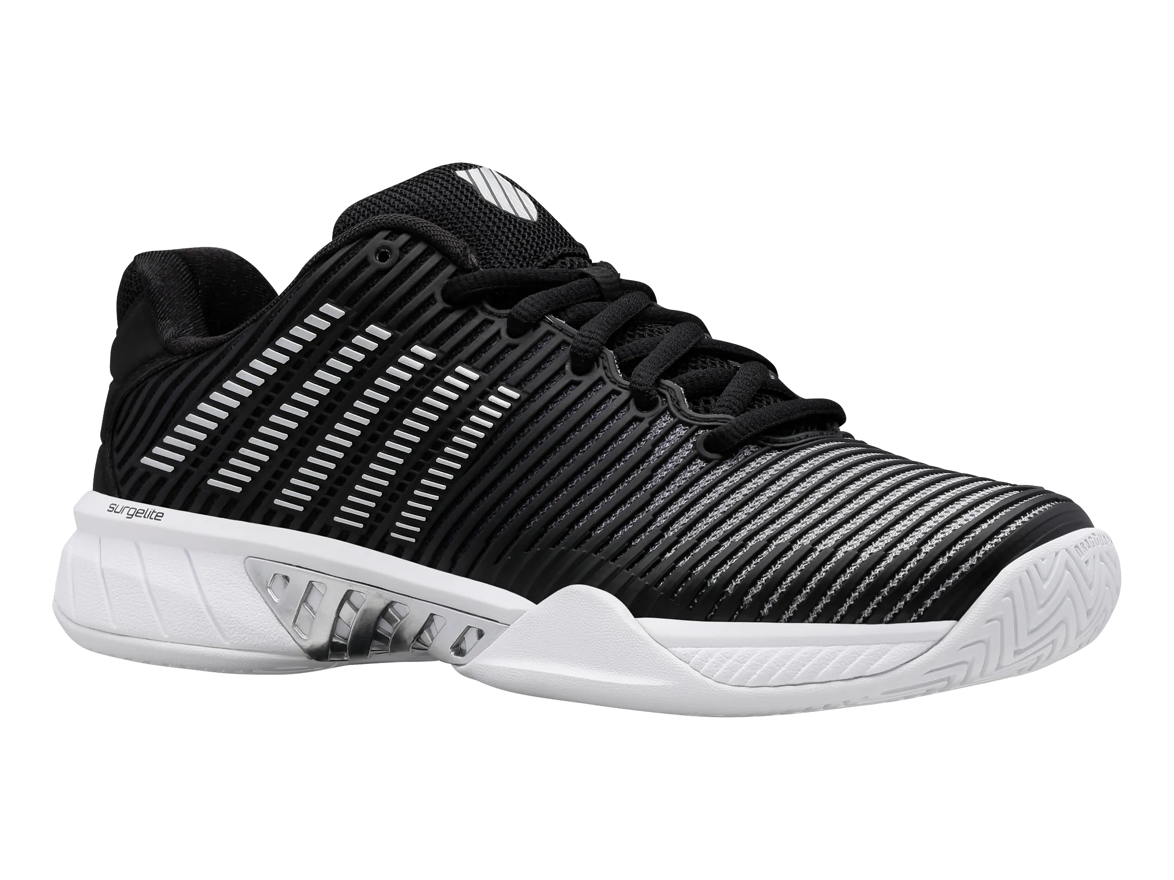 K-Swiss Women's Hypercourt Express 2 Tennis Shoes in Black/White/Silver
