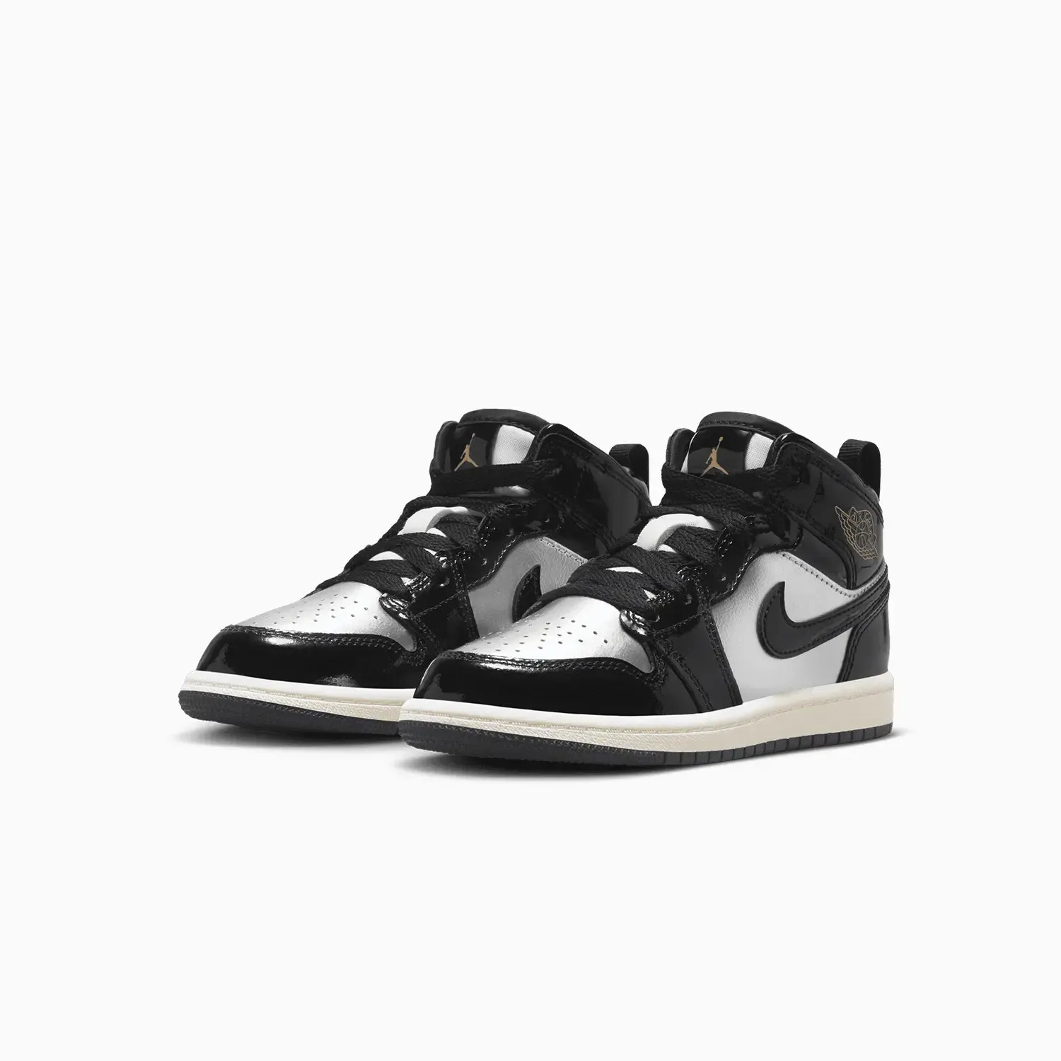 Kid's Air Jordan 1 Mid SE "Black Metallic Silver" Pre School