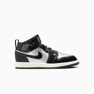 Kid's Air Jordan 1 Mid SE "Black Metallic Silver" Pre School