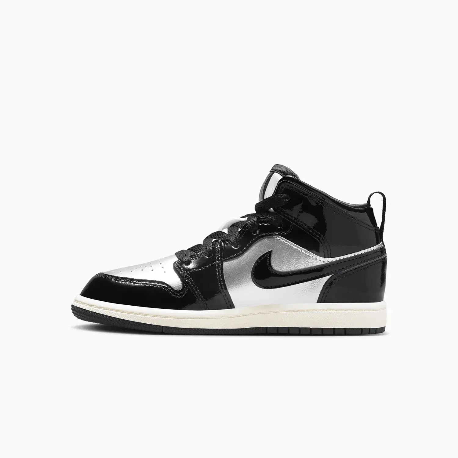 Kid's Air Jordan 1 Mid SE "Black Metallic Silver" Pre School