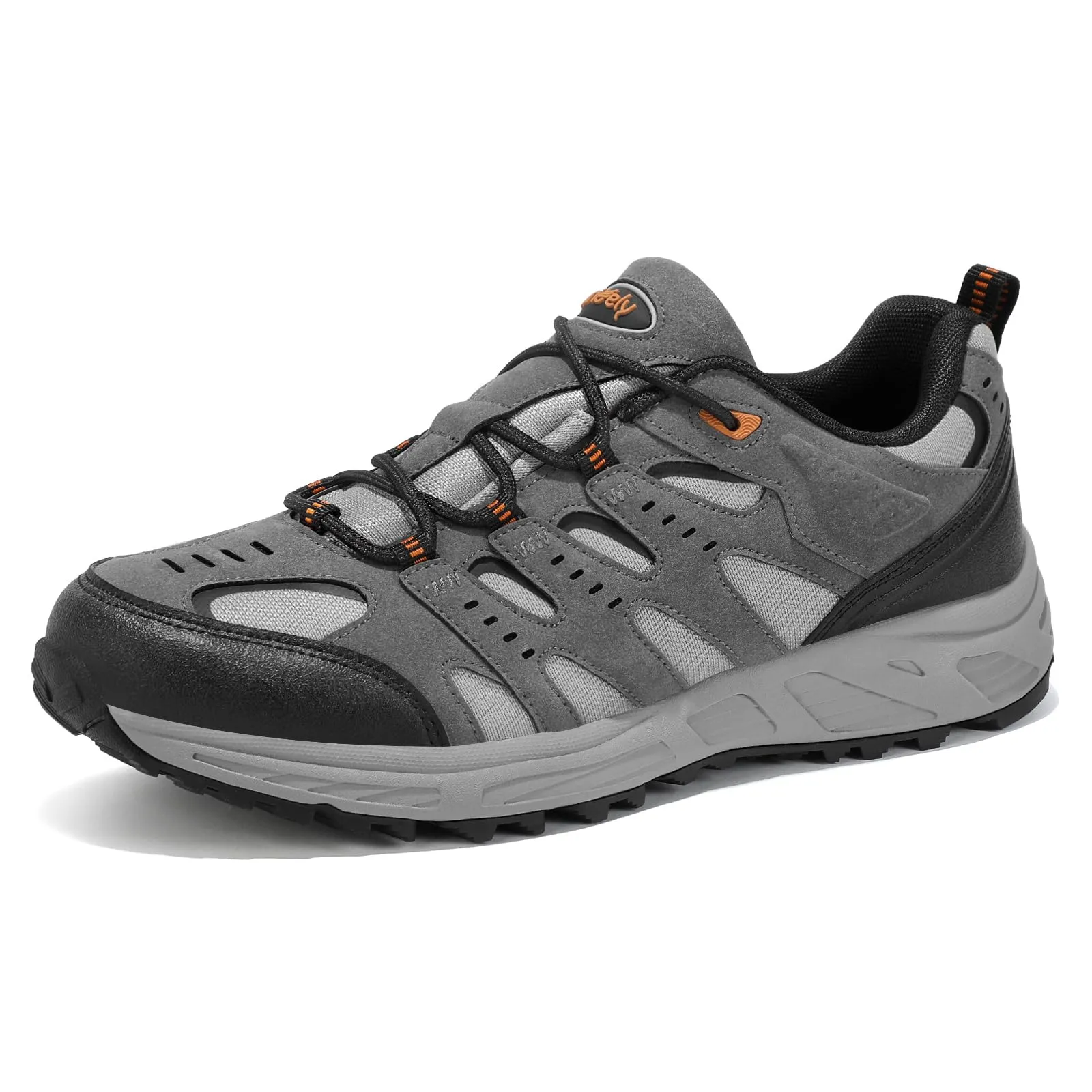 Kricely Men's Low Top Hiking Shoes Waterproof Suede Lightweight Anti Slip Trekking Shoes for Outdoor Trailing Camping Backpacking Running Walking