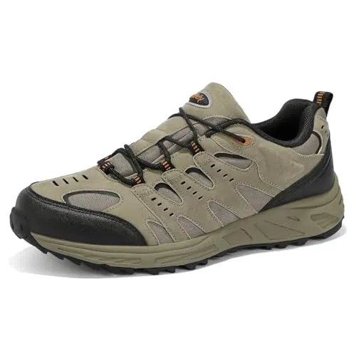 Kricely Men's Low Top Hiking Shoes Waterproof Suede Lightweight Anti Slip Trekking Shoes for Outdoor Trailing Camping Backpacking Running Walking