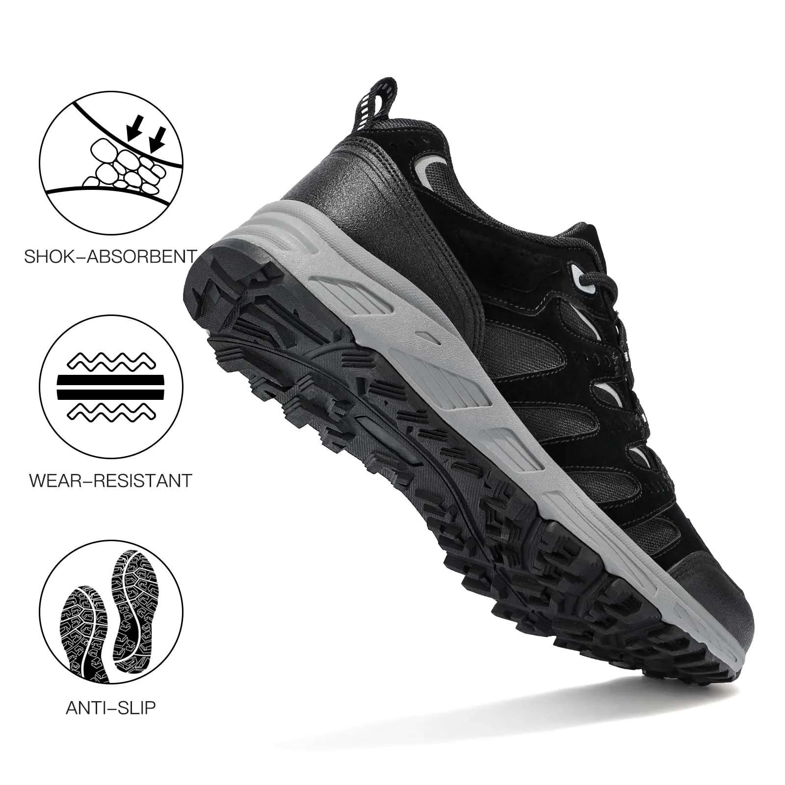 Kricely Men's Low Top Hiking Shoes Waterproof Suede Lightweight Anti Slip Trekking Shoes for Outdoor Trailing Camping Backpacking Running Walking