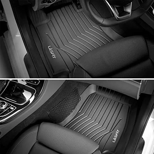 LASFIT Floor Mats Custom Fit for Mercedes Benz E Class 2017-2021 Sedan E300/E320/E400/E350/E63/E550, All Weather TPE Floor Liners, Front & Rear Rows, Black