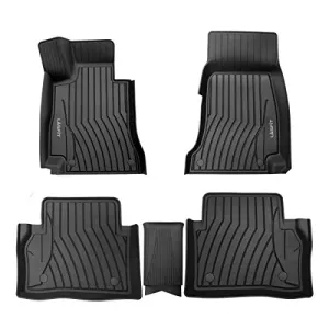 LASFIT Floor Mats Custom Fit for Mercedes Benz E Class 2017-2021 Sedan E300/E320/E400/E350/E63/E550, All Weather TPE Floor Liners, Front & Rear Rows, Black