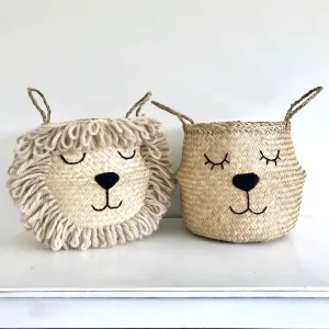 Natural Lioness Handwoven Storage Basket (Large)