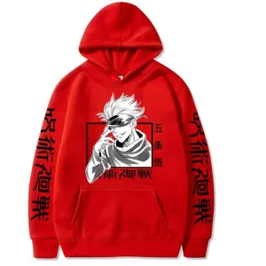 NEW Retails $70, Jujutsu Kaisen Hoodie – Satoro Gojo Pullover Hoodie Best Selling, Red, Sz L