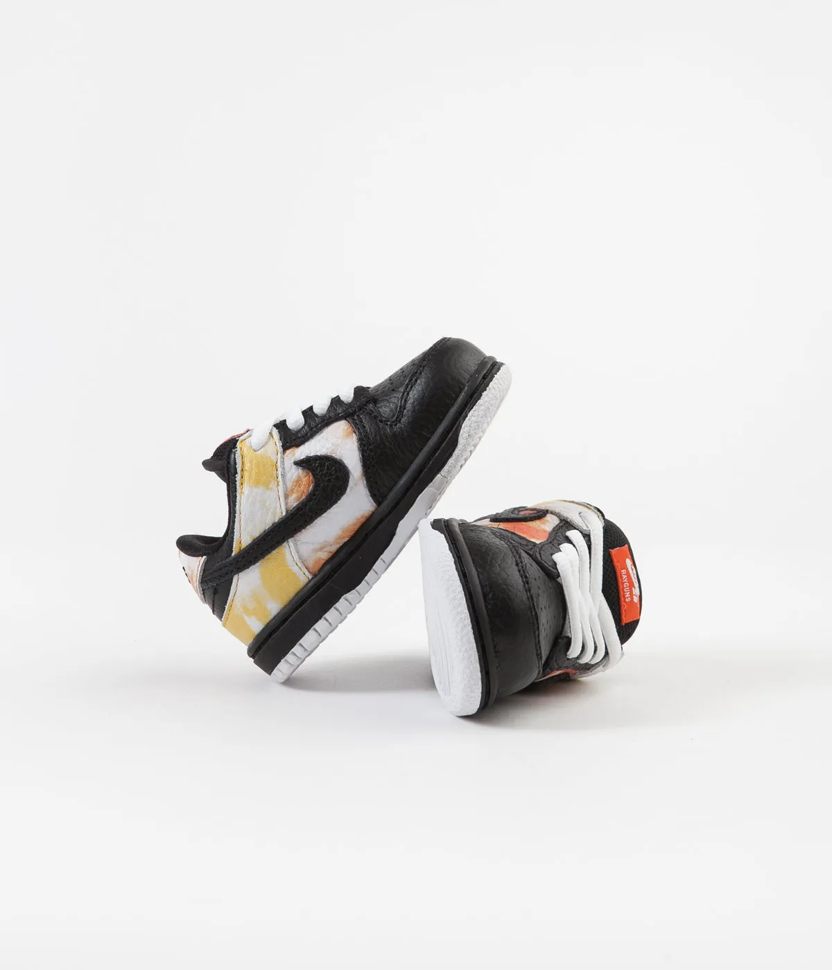 Nike SB 'Raygun Tie-Dye' Dunk Low Pro (Toddler) Shoes - Black / Black - Orange Flash
