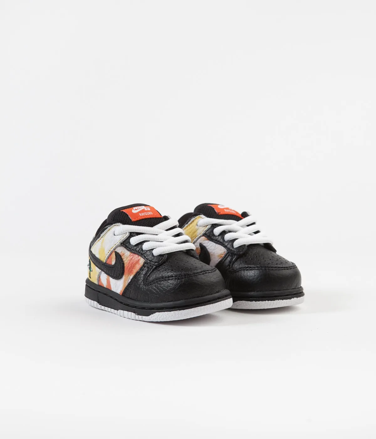 Nike SB 'Raygun Tie-Dye' Dunk Low Pro (Toddler) Shoes - Black / Black - Orange Flash