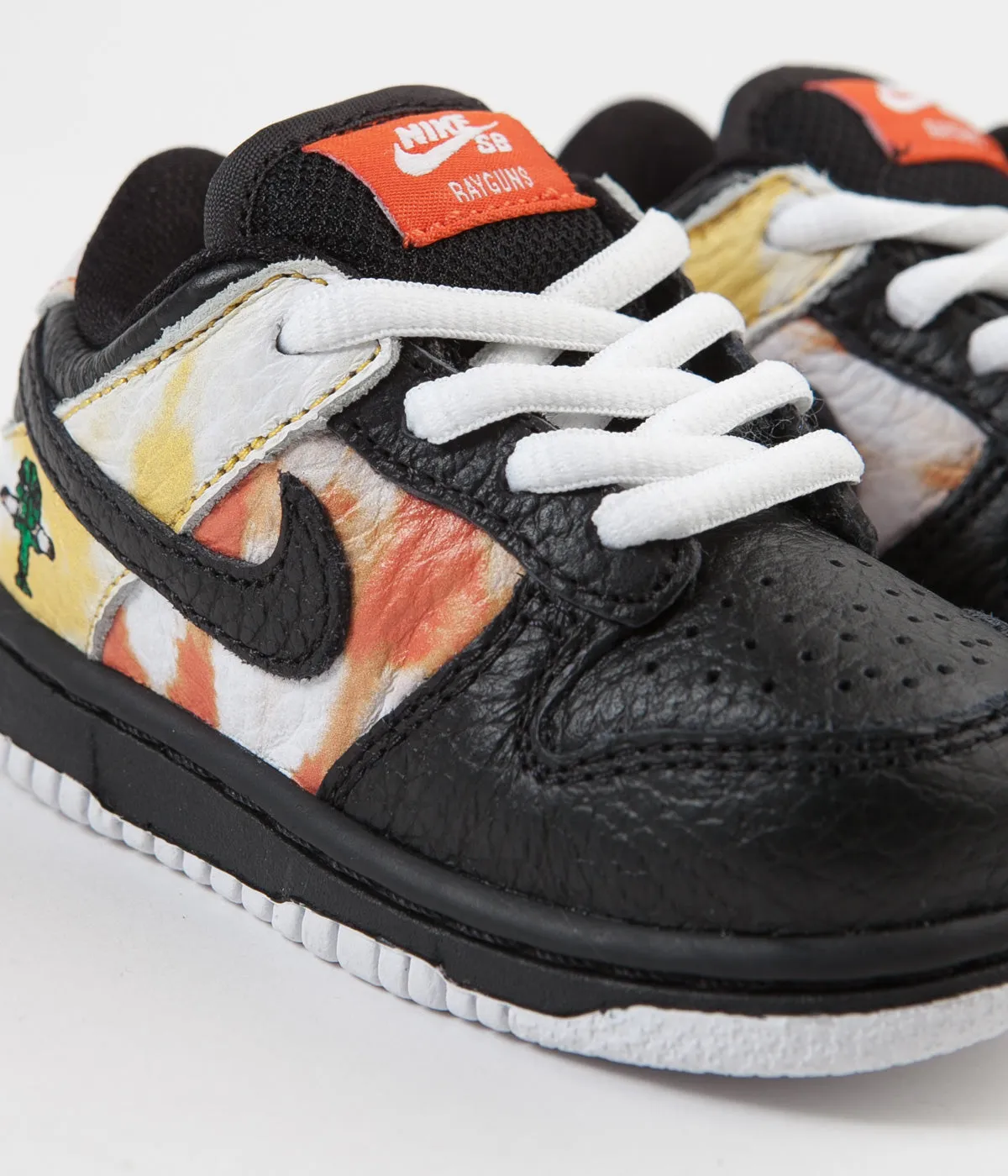 Nike SB 'Raygun Tie-Dye' Dunk Low Pro (Toddler) Shoes - Black / Black - Orange Flash