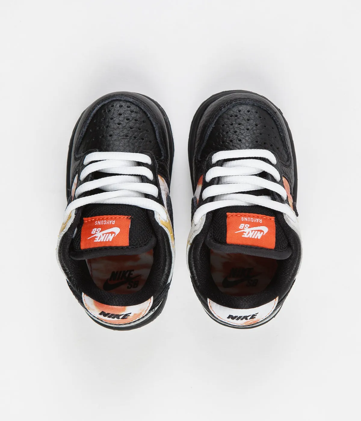 Nike SB 'Raygun Tie-Dye' Dunk Low Pro (Toddler) Shoes - Black / Black - Orange Flash