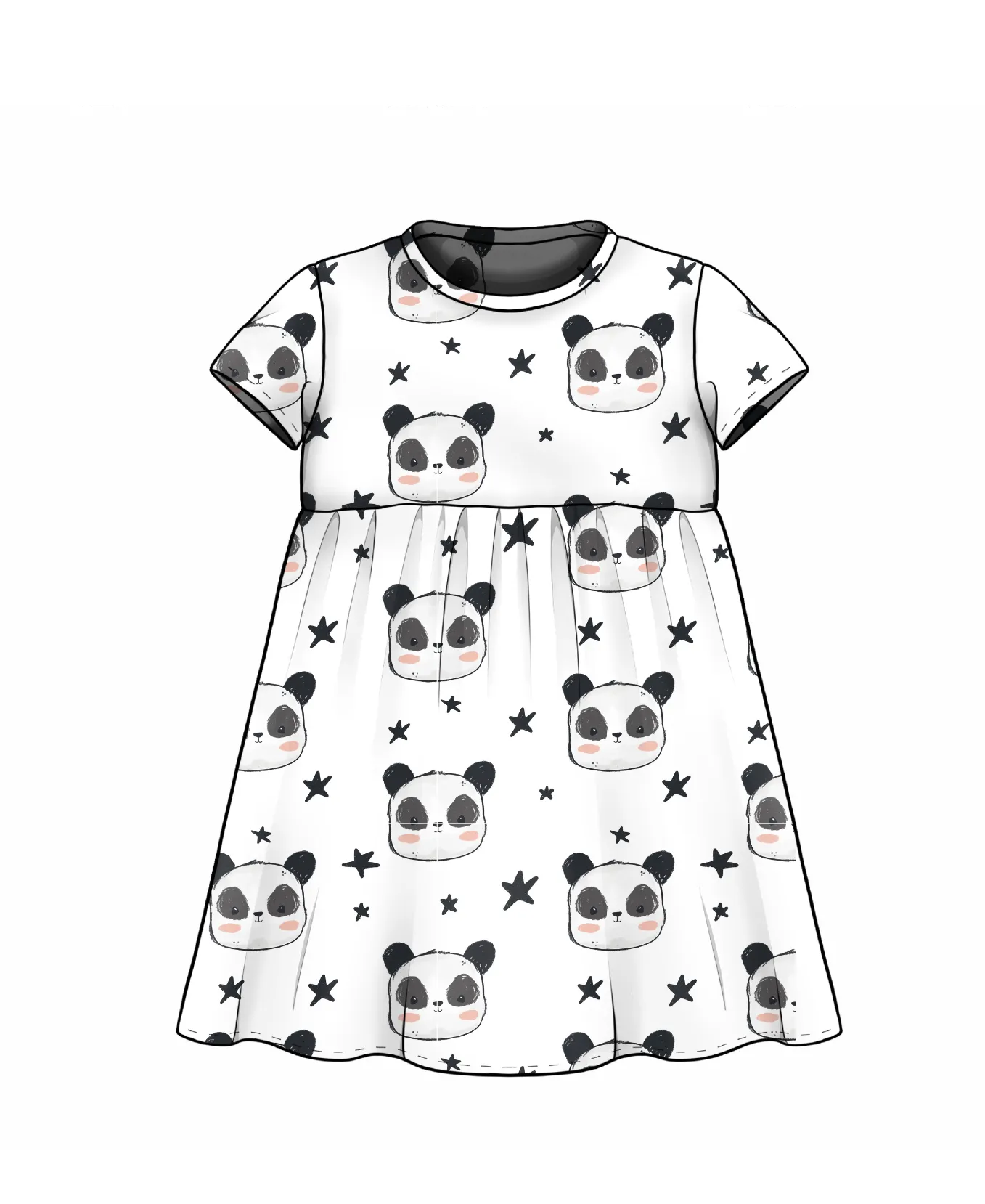 Perry Panda Twirl Dress, Cap Sleeve