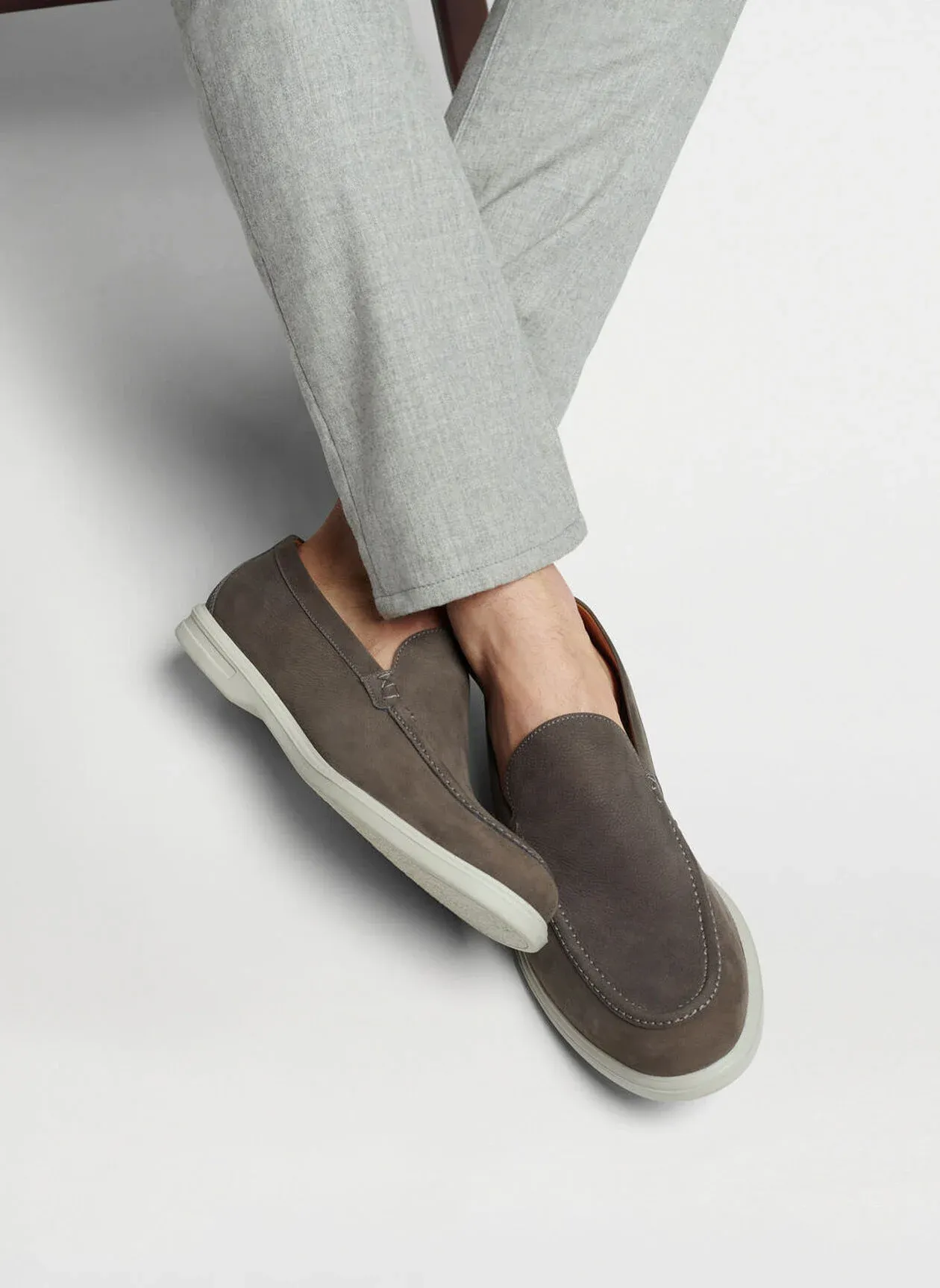 Peter Millar Men's Excursionist Nubuck Venetian Loafer - SMOKE