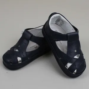 Pex Finlay First Walker Sandals - Hard Sole Navy Leather