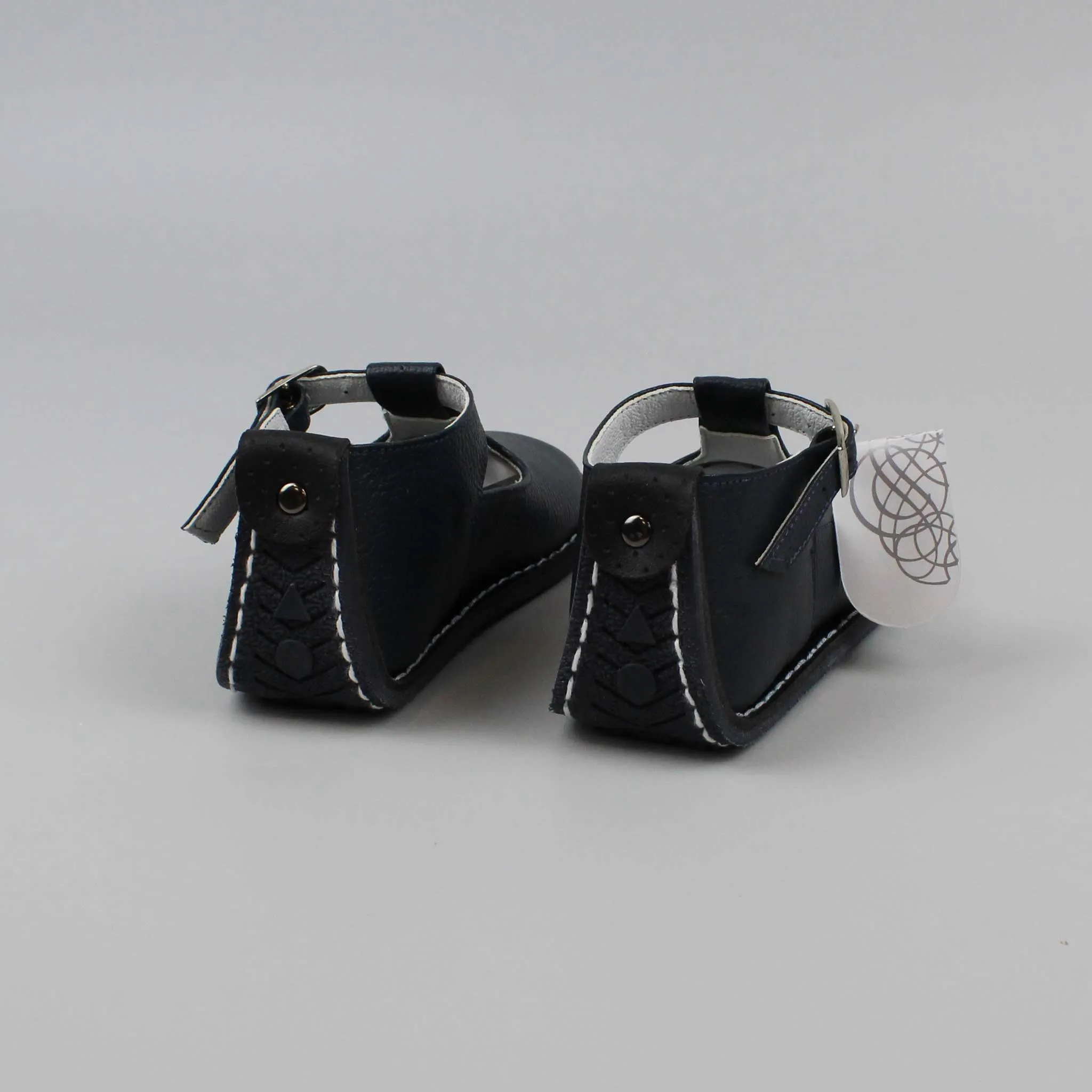 Pex Stef First Walker Shoes - Hard Sole Navy Leather T Bar