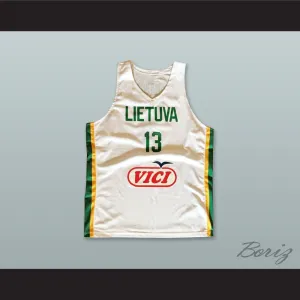 Rokas Gadiliauskas 13 Lietuva Lithuania White Basketball Jersey