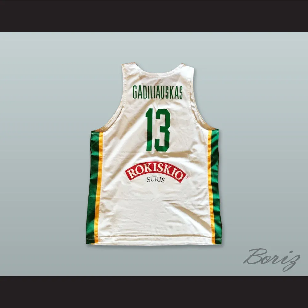Rokas Gadiliauskas 13 Lietuva Lithuania White Basketball Jersey