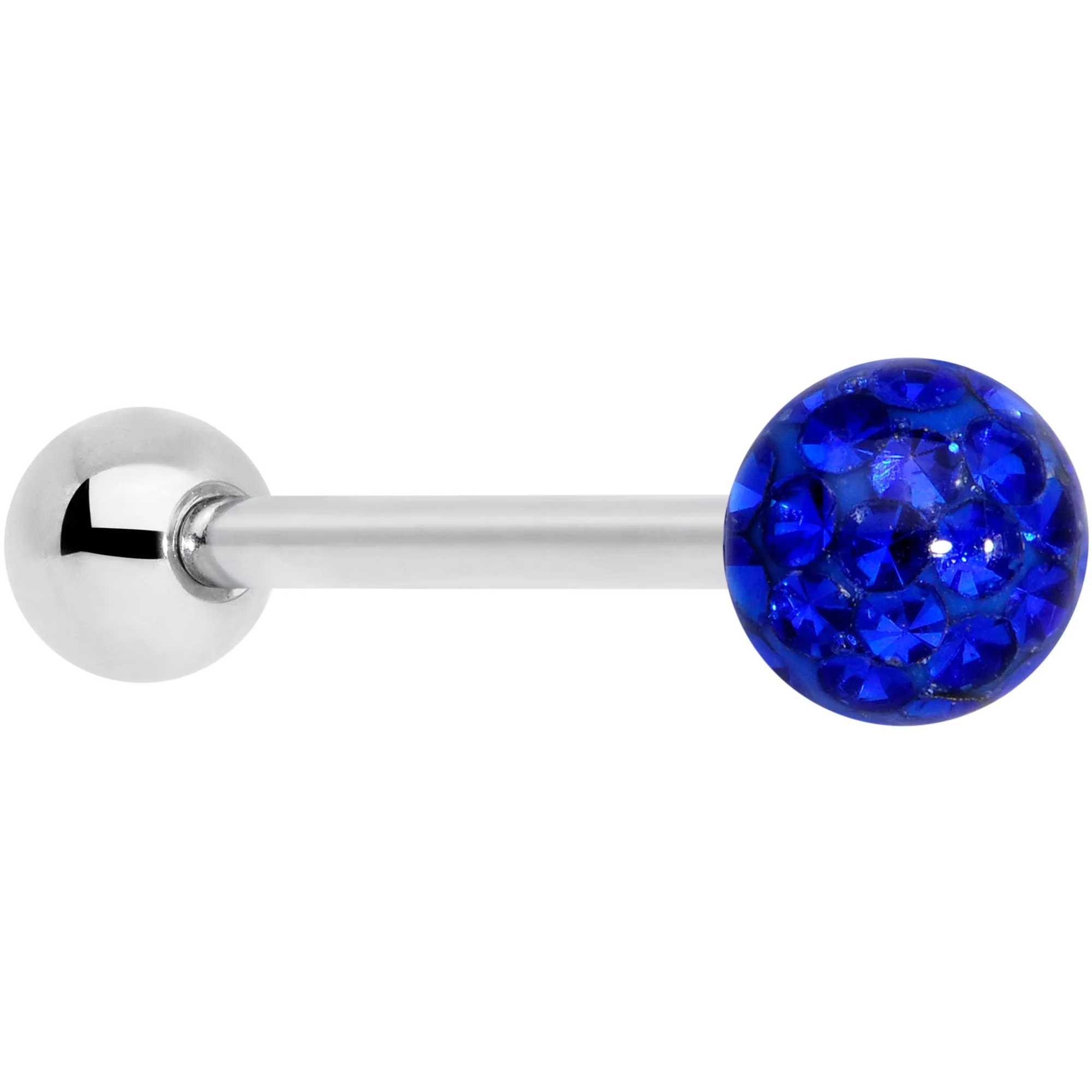 Royal Blue Gem Disco Ball Internally Threaded Barbell Tongue Ring