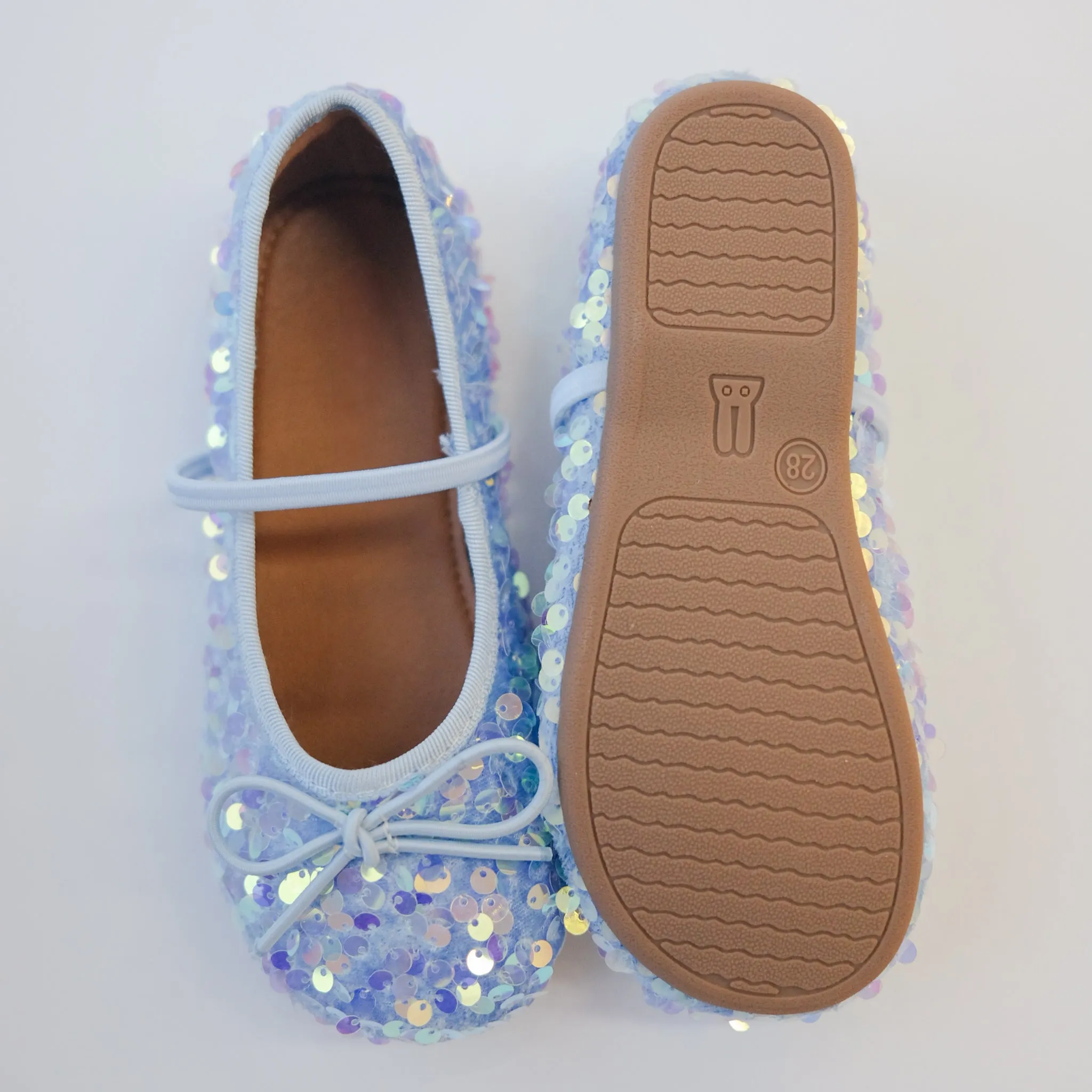 Sequin Ballet Flats - Light Blue