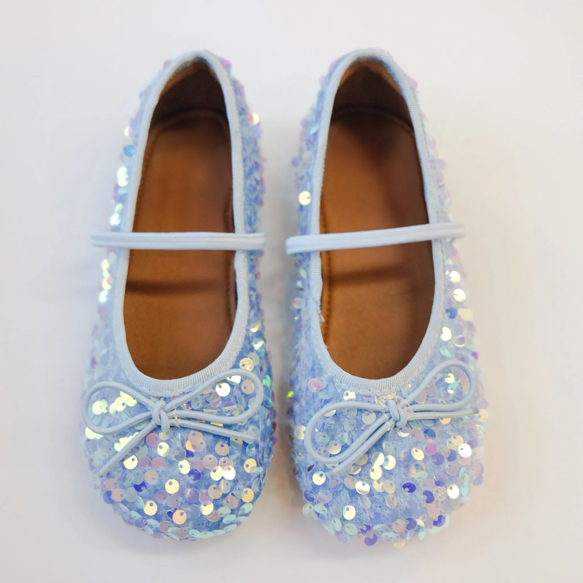 Sequin Ballet Flats - Light Blue