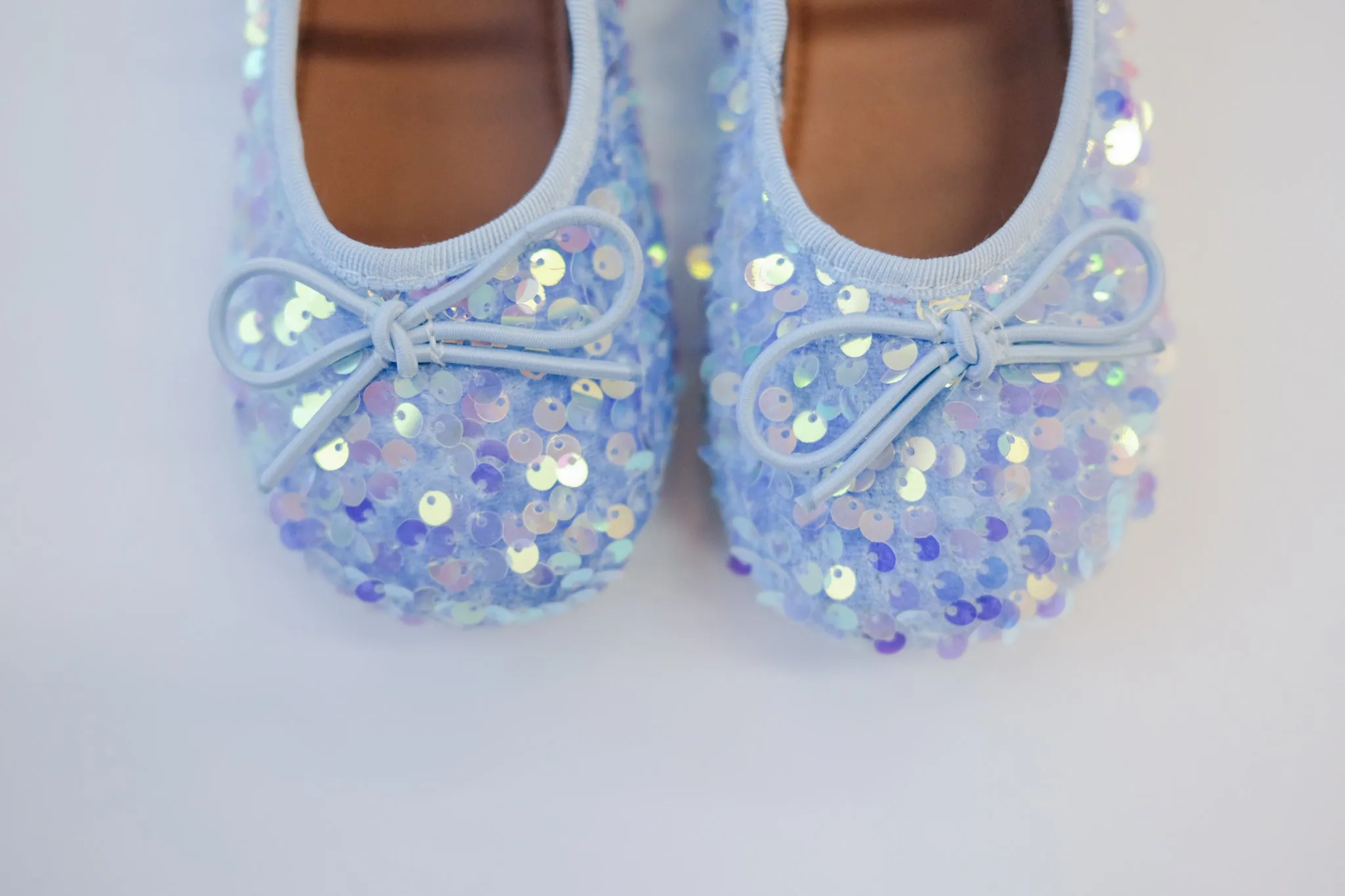 Sequin Ballet Flats - Light Blue