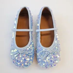 Sequin Ballet Flats - Light Blue