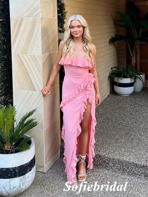 Sexy Pink Sweetheart Side Slit Mermaid Floor Length Prom Dress, PD01037