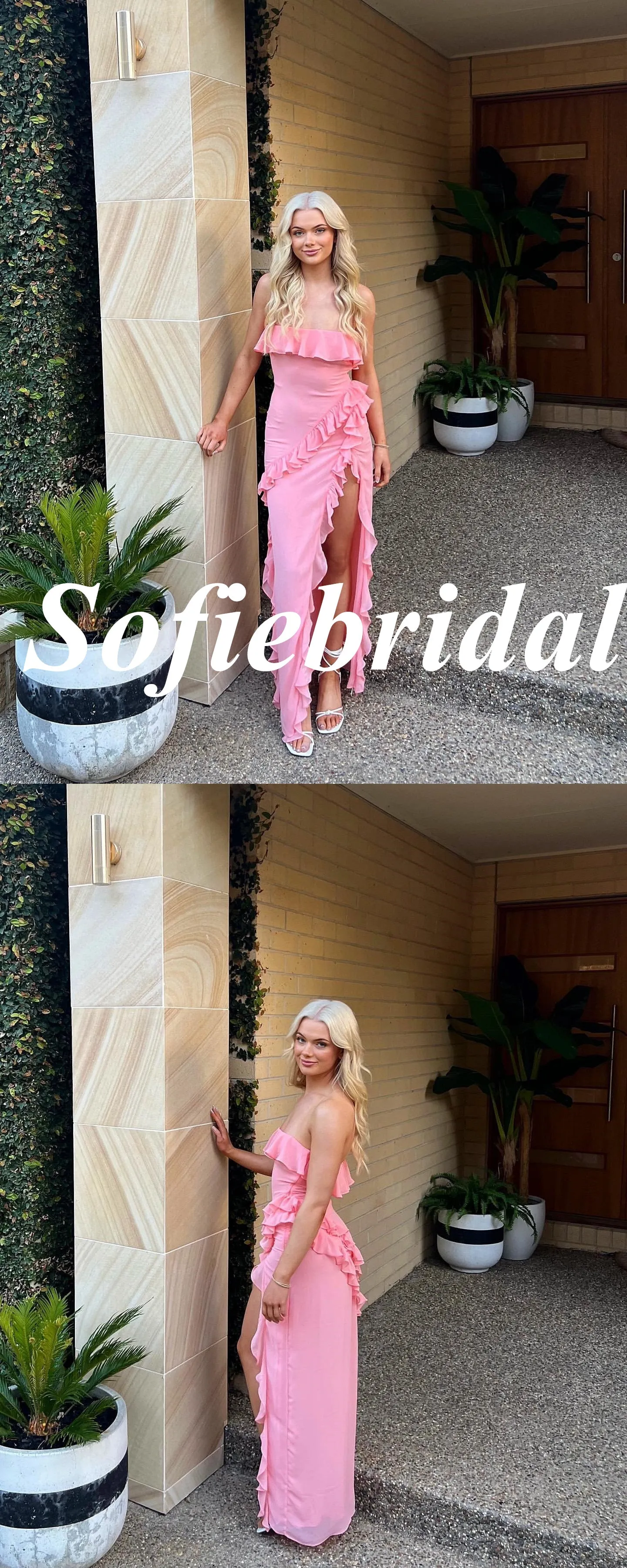 Sexy Pink Sweetheart Side Slit Mermaid Floor Length Prom Dress, PD01037