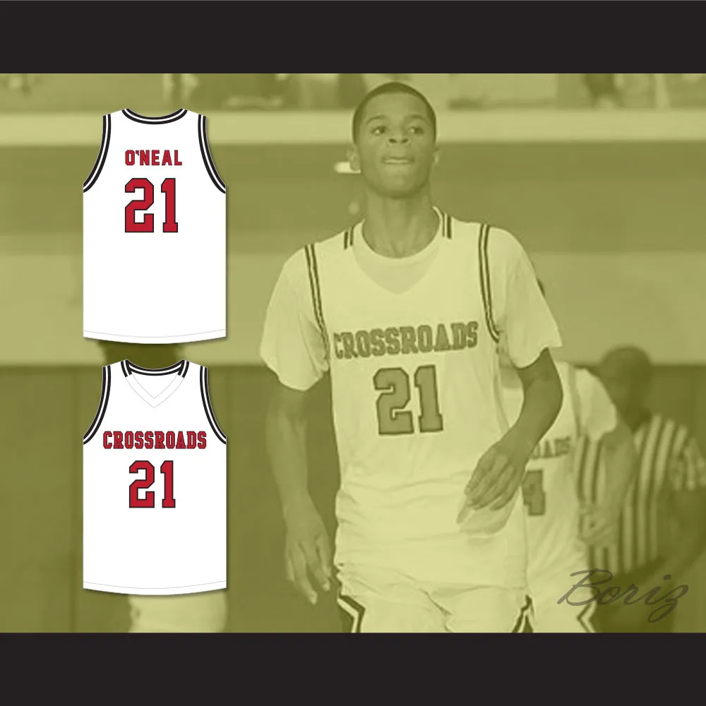 Shaqir O'Neal 21 Crossroads School Roadrunners White Basketball Jersey 2