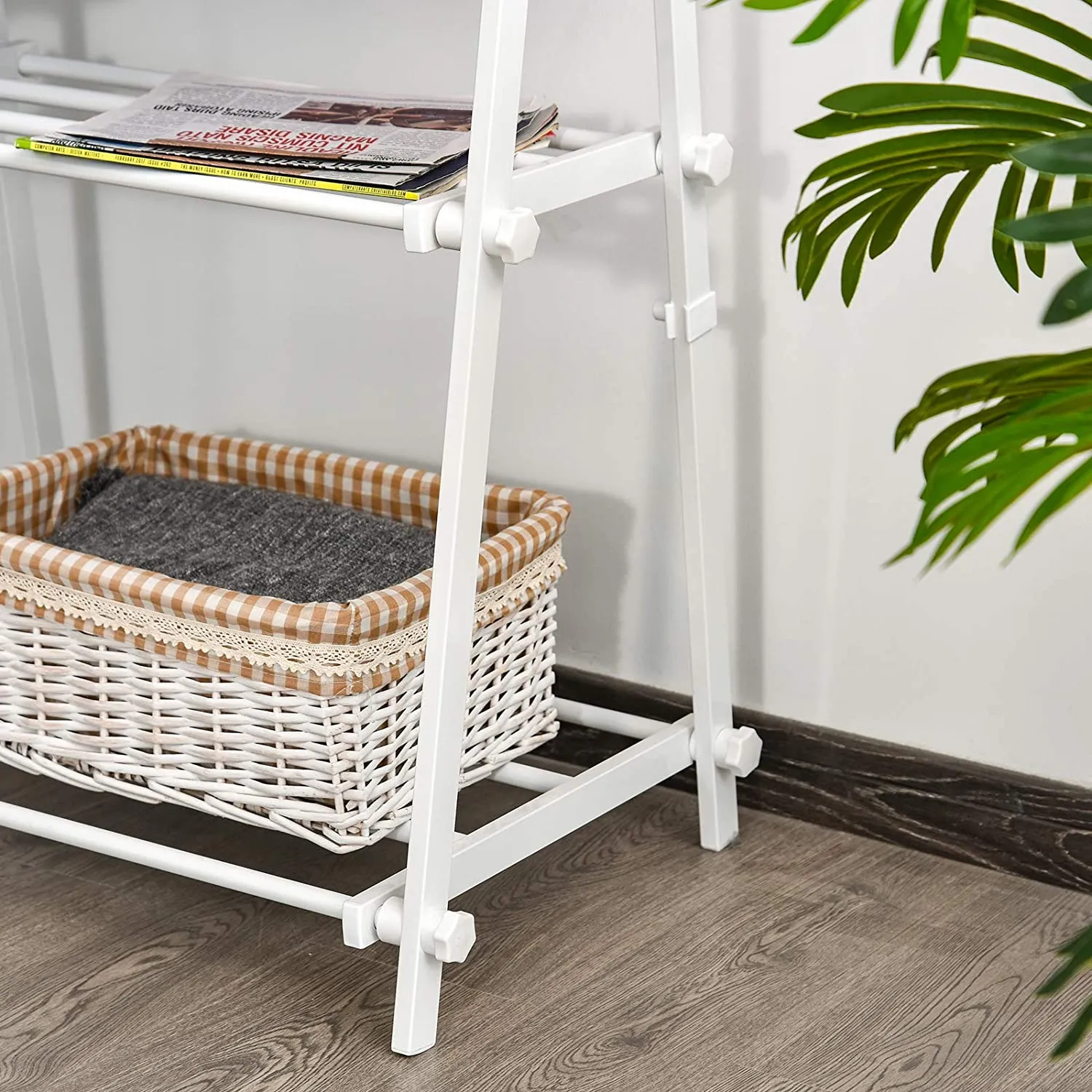 Sleek Folding Dressing Rail with 2 Shelves | White | 1.5m  High