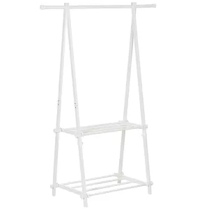 Sleek Folding Dressing Rail with 2 Shelves | White | 1.5m  High