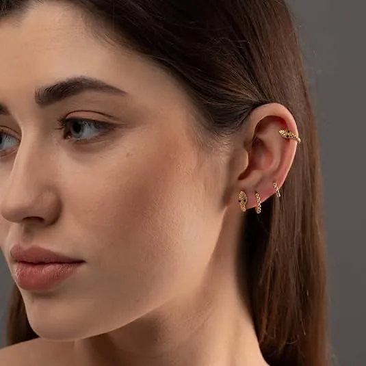 Snake Gold Huggie Hoop Earrings