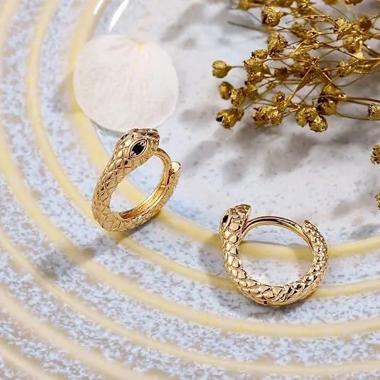 Snake Gold Huggie Hoop Earrings