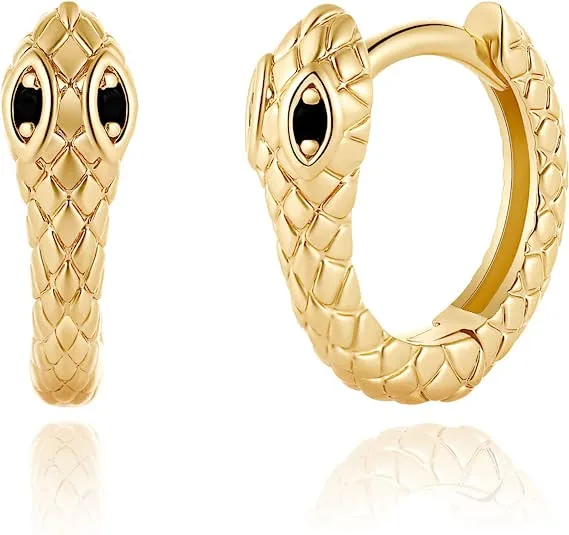 Snake Gold Huggie Hoop Earrings