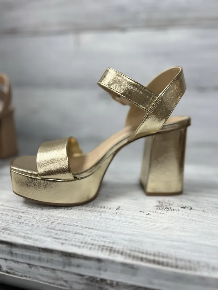 Soda Macey Open Square Toe Single Band High Heel Platform Dress Sandal