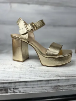 Soda Macey Open Square Toe Single Band High Heel Platform Dress Sandal