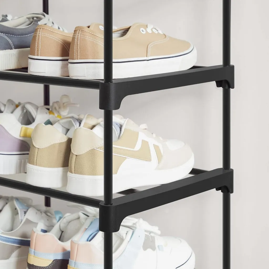SONGMICS 10 Tier Metal Shoe Rack for 50 Pairs of Shoes Black