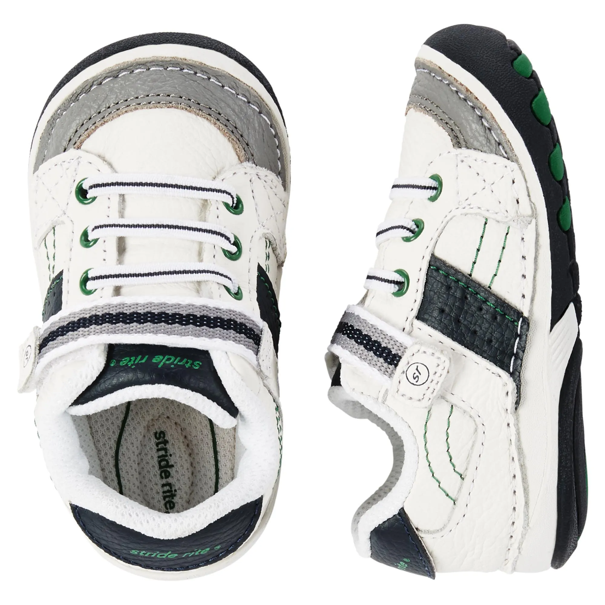 Stride Rite SRTech Soft Motion Artie Shoe - White/Classic Navy