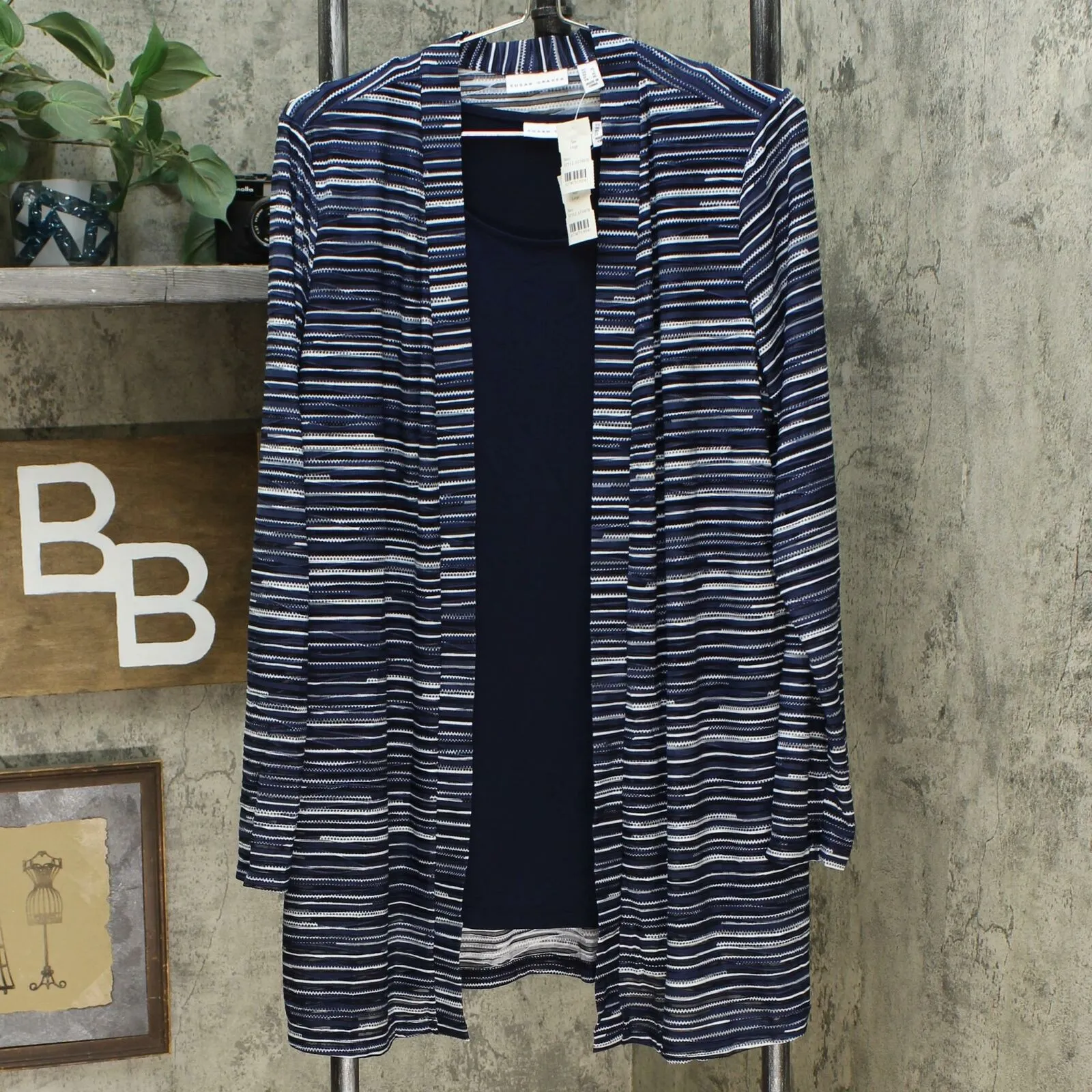 Susan Graver Women's Printed Novelty Knit Cardigan & Sleeveless Tunic Set