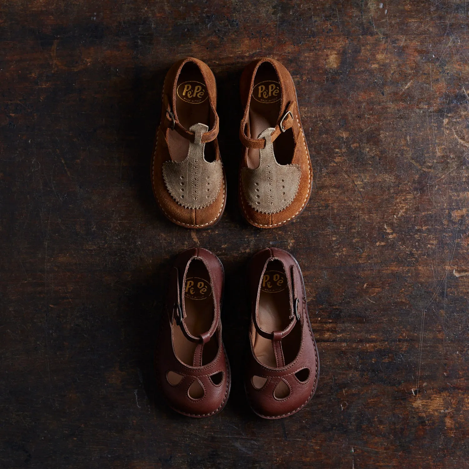 Toddler & Kids Suede Laura T-Bar Shoes - Savanna