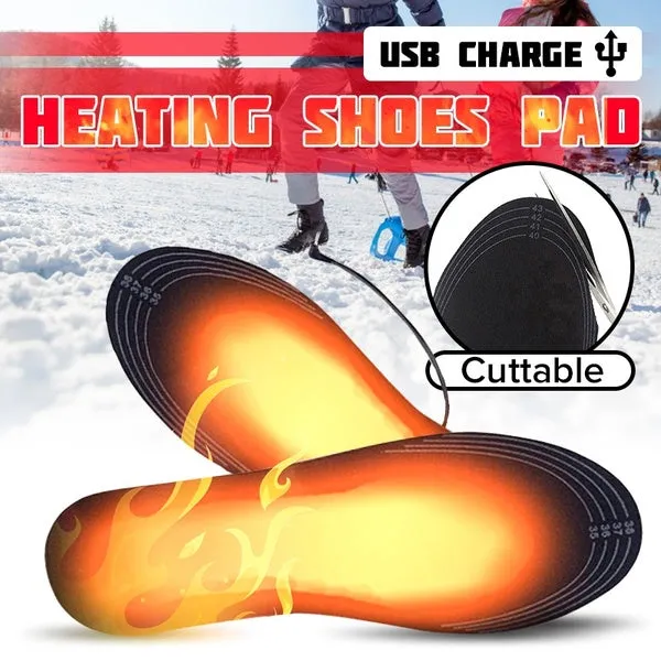 USB Electric Heated Cuttable Black Shoe Insoles Feet Warmer Sock Pad Mat with Cable