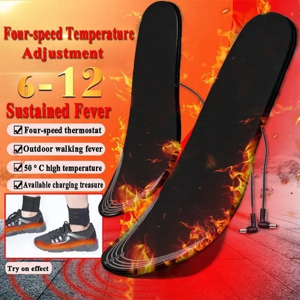 USB Electric Heated Cuttable Black Shoe Insoles Feet Warmer Sock Pad Mat with Cable