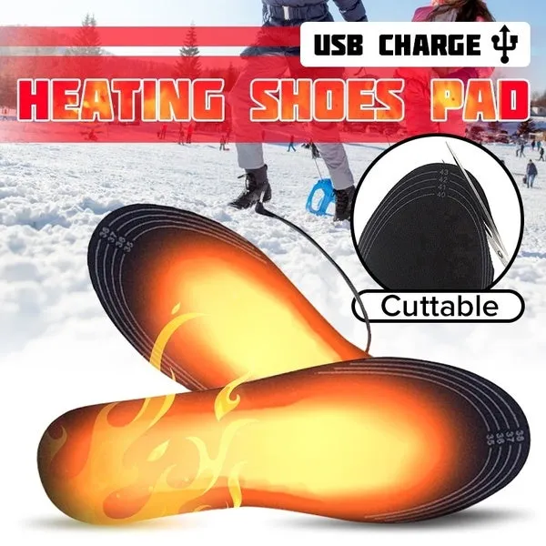 USB Electric Heated Cuttable Black Shoe Insoles Feet Warmer Sock Pad Mat with Cable