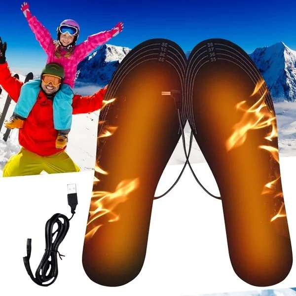 USB Electric Heated Cuttable Black Shoe Insoles Feet Warmer Sock Pad Mat with Cable