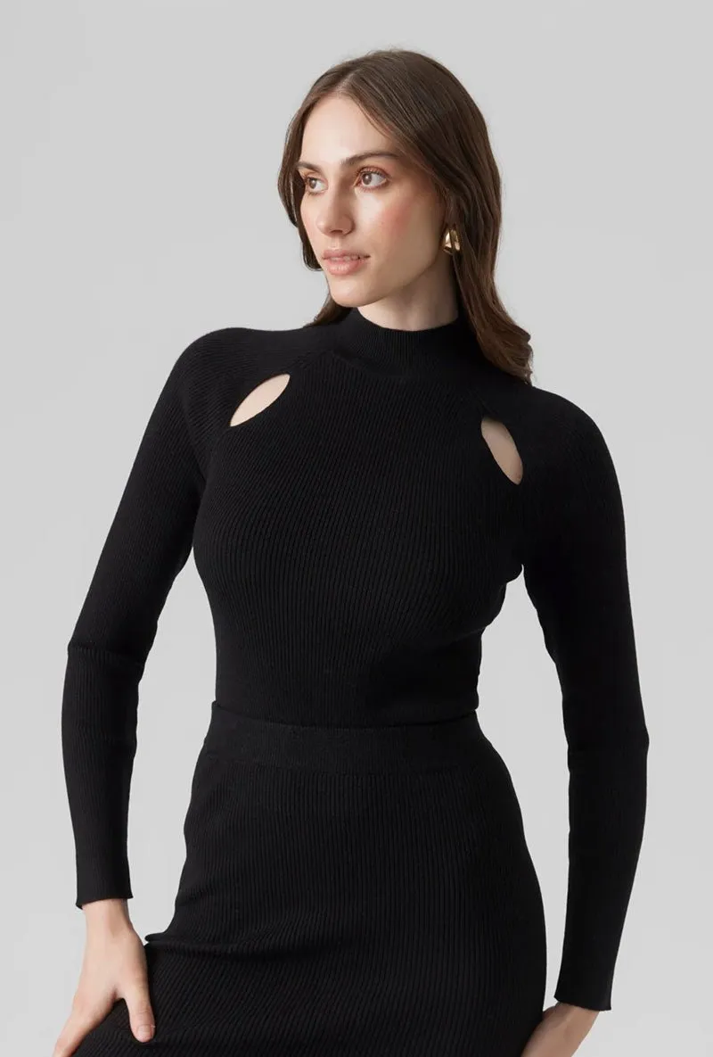 VERO MODA KARIS LS HIGHNECK CUTOUT PULLOVER