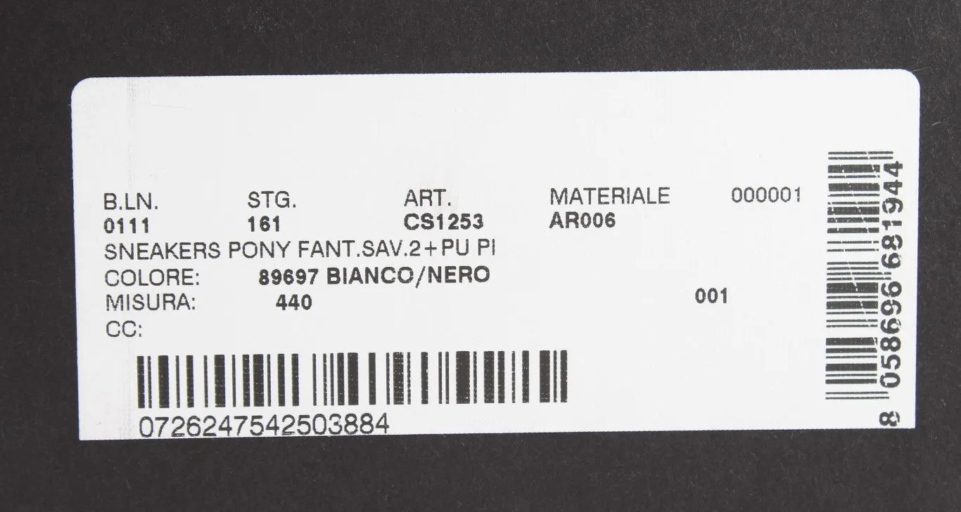 White Black Pony Hair High Sneakers