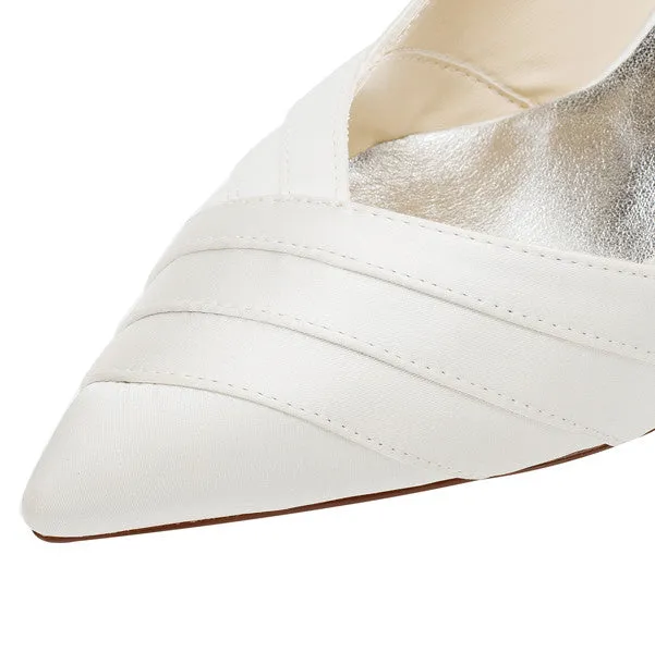 Women's Satin Stiletto Heel Closed Toe Pumps,High Quality Wedding Shoes, L590