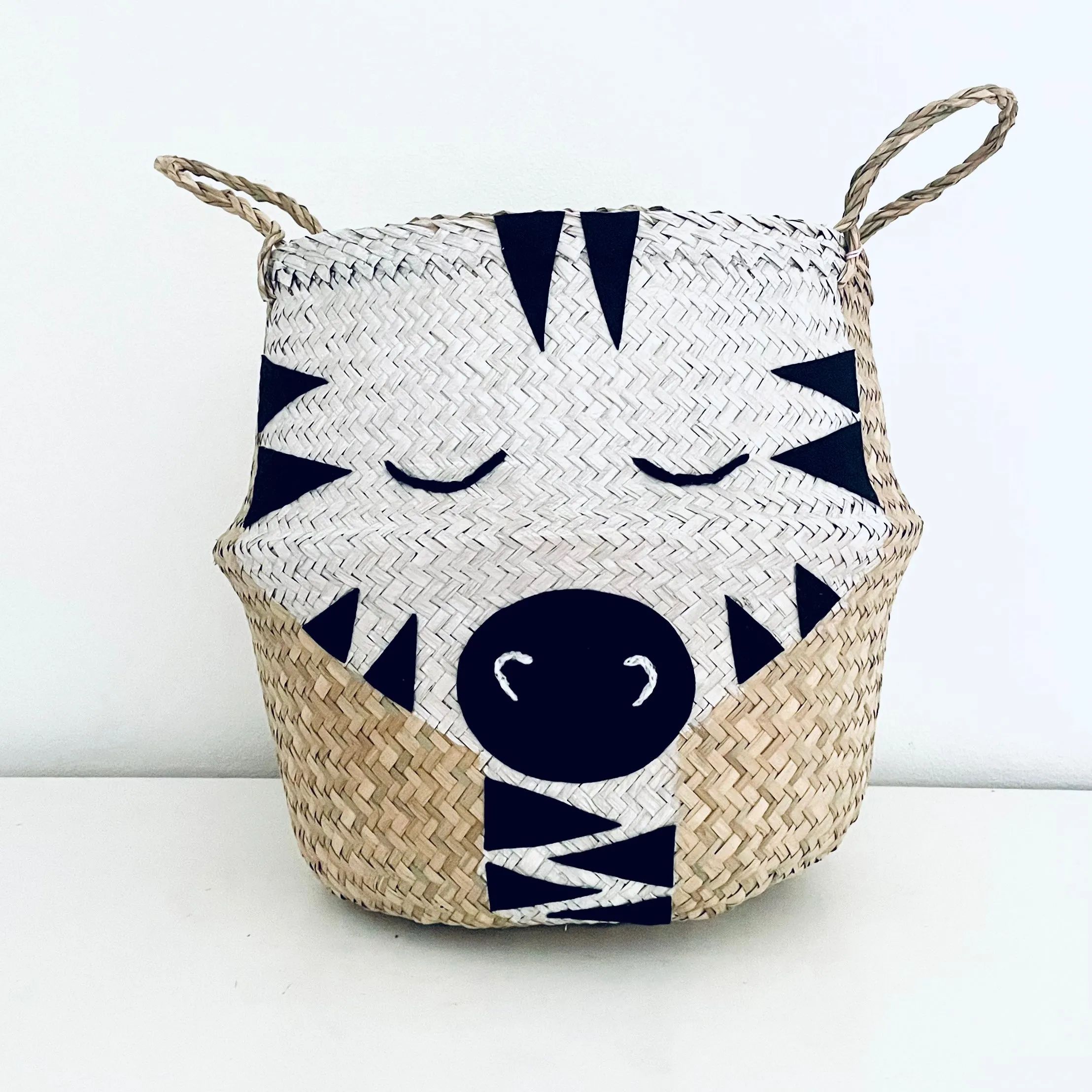 Zebra Handwoven Storage Basket (Large)