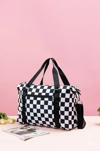Zenana Checkered Multi-Pocket Travel Bag